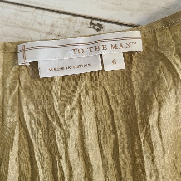 To the Max Green Silk Crinkle Dress Boho V-neck Midi Cottage Hippie Womens 6 - Picture 5 of 10